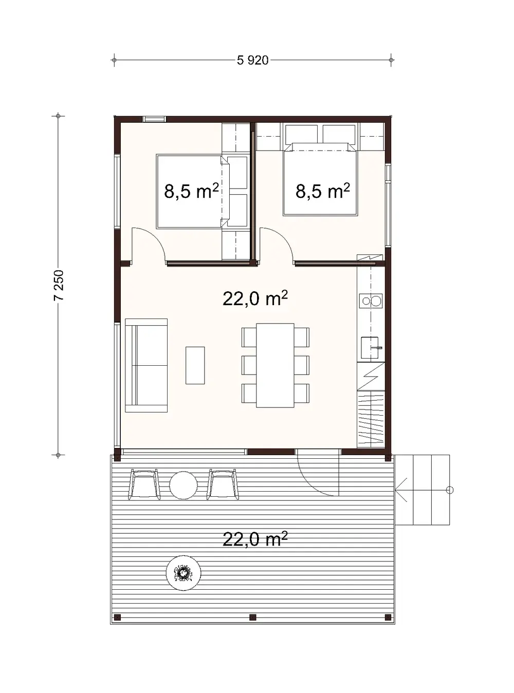 Hytti 43 2A floor plan