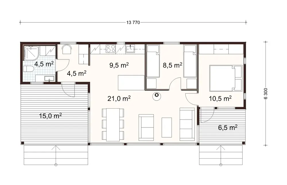Kommodori 65 2A floor plan