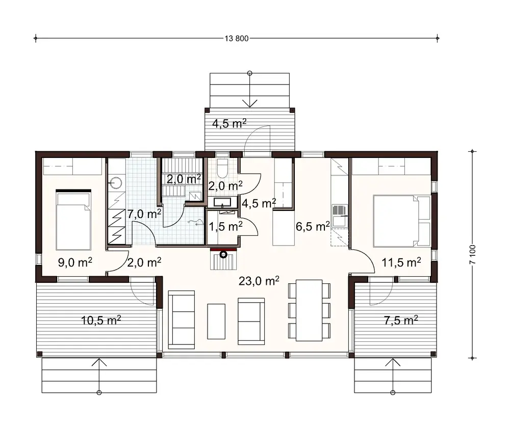 Kommodori 80 4A floor plan