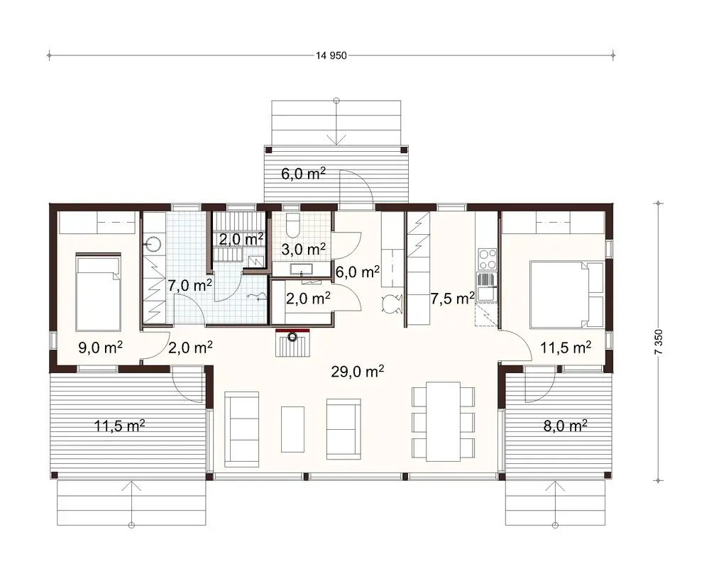 Kommodori 90 4A floor plan