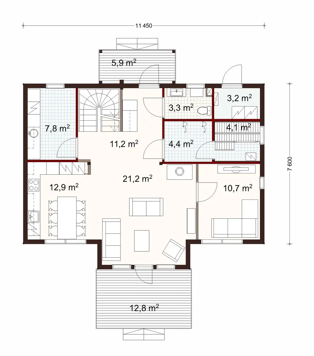 Lounatuuli 180 1A floor plan