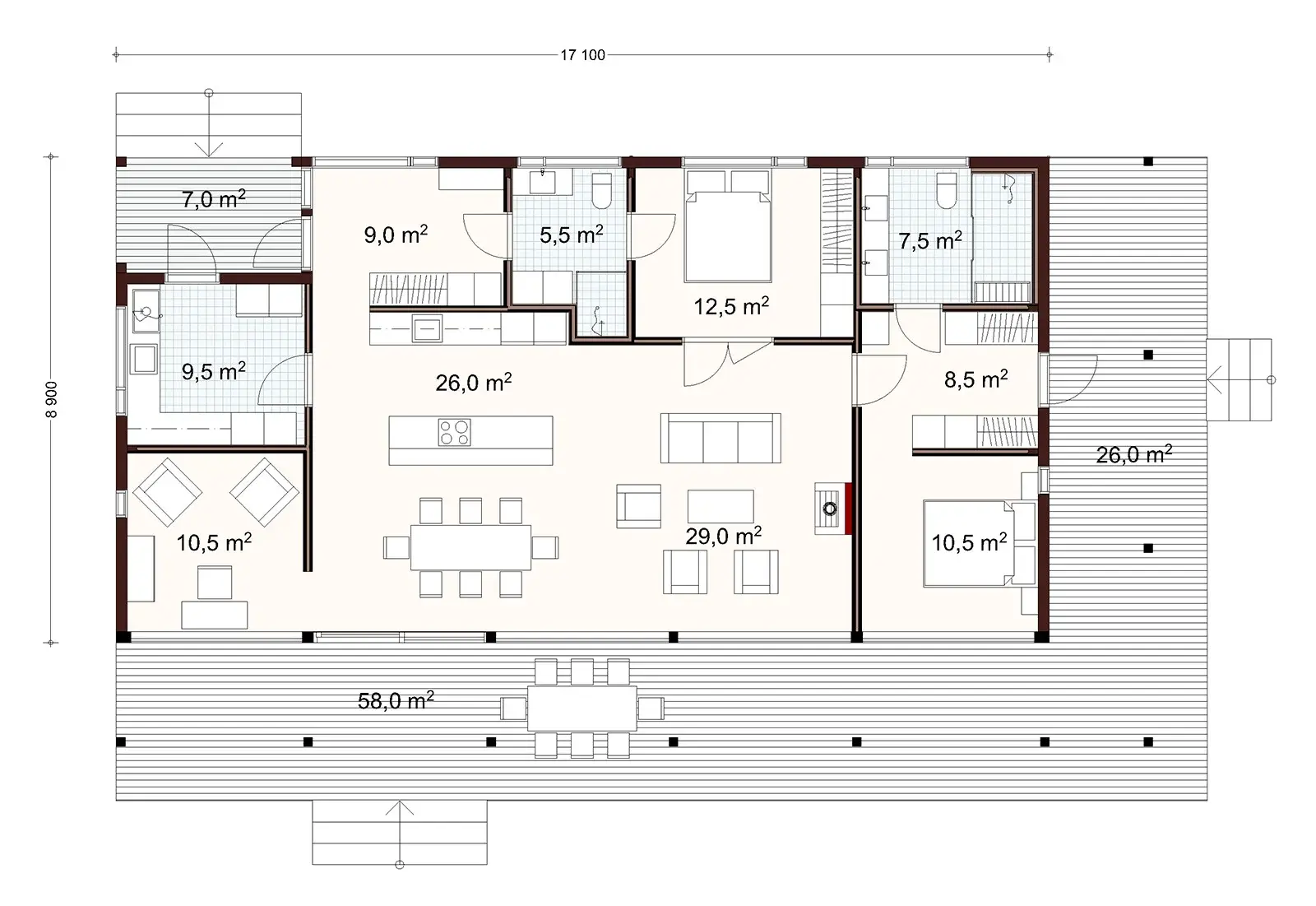 Honka Lux 145 1A floor plan