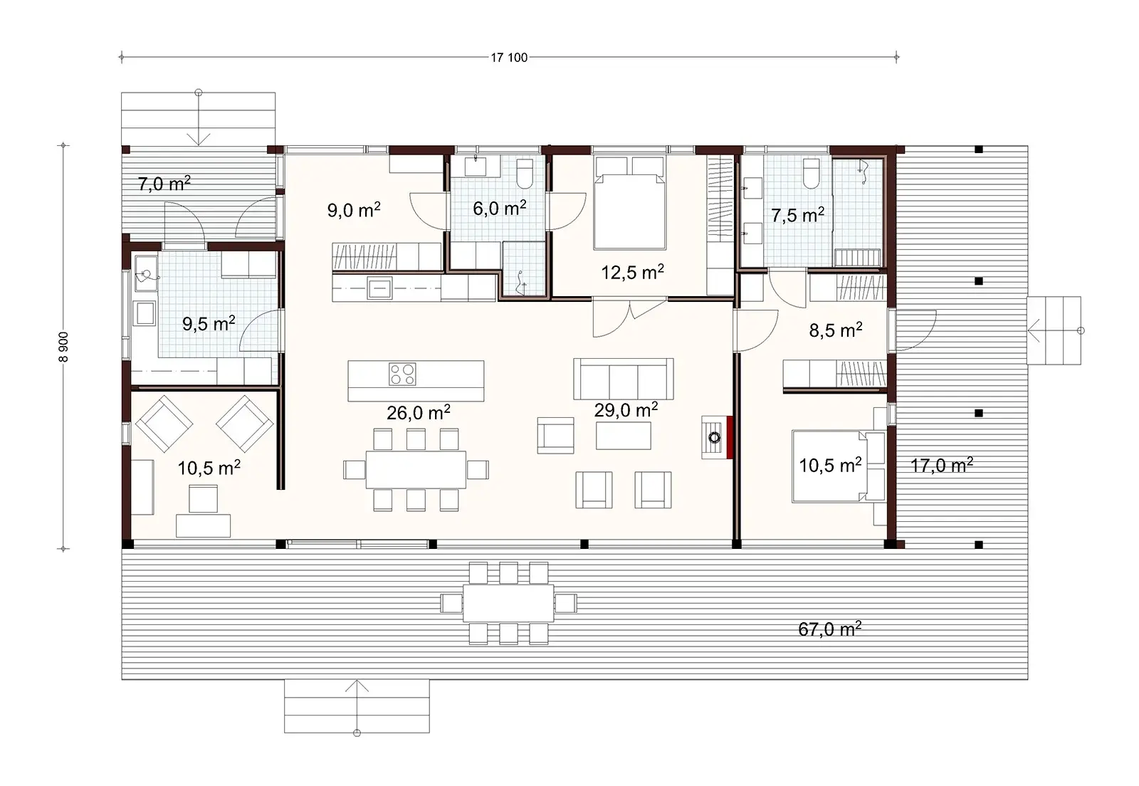 Honka Lux 145 2A floor plan