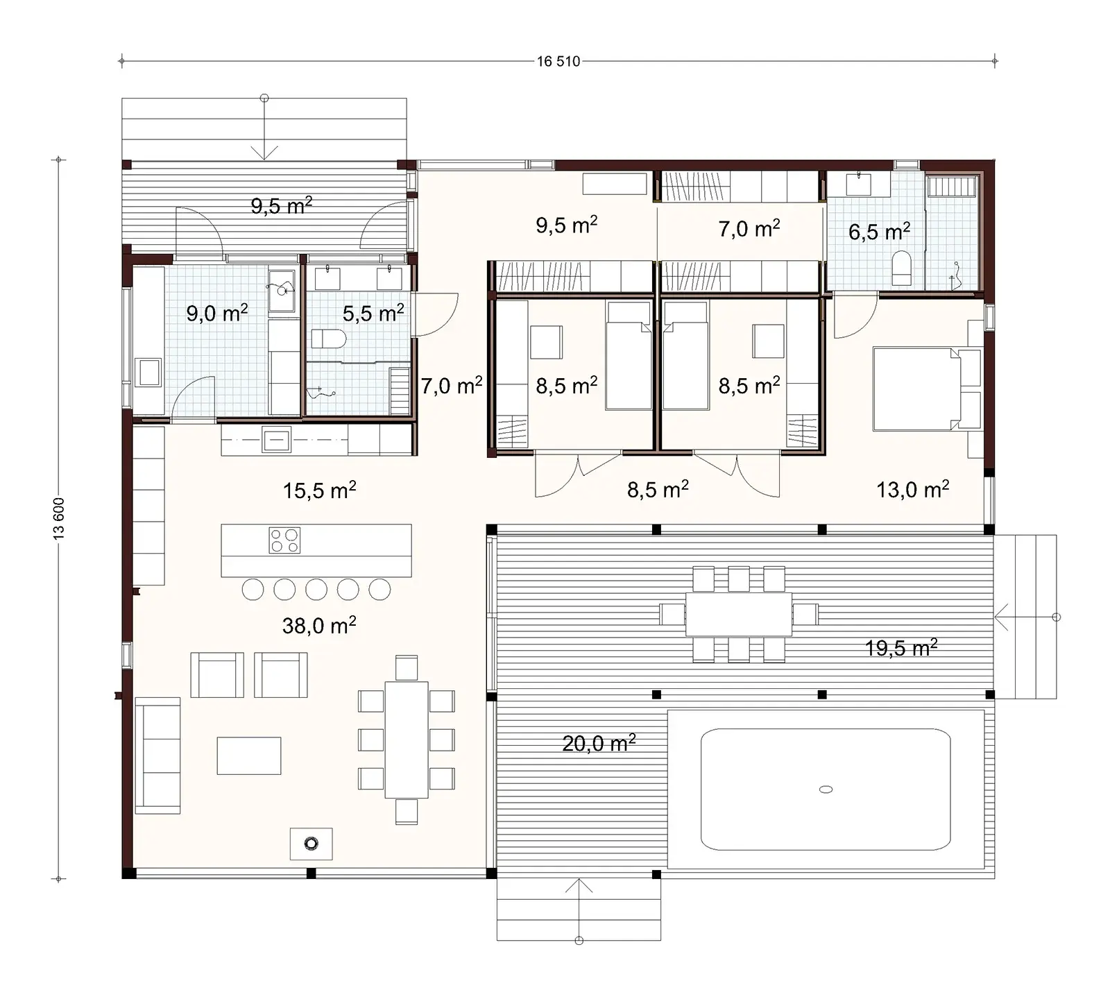 Honka Lux 154 1A floor plan