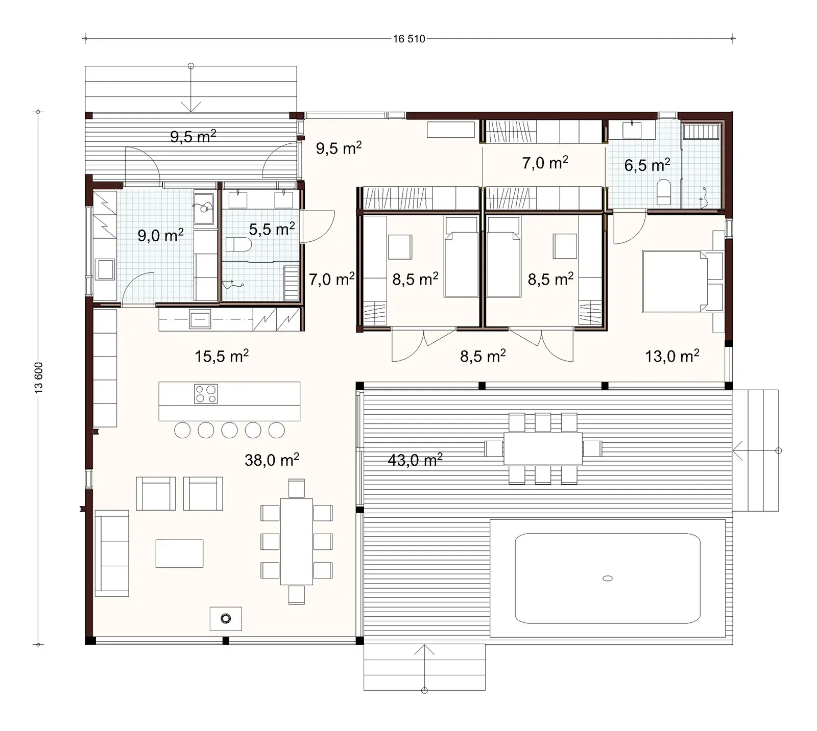 Honka Lux 154 2A floor plan