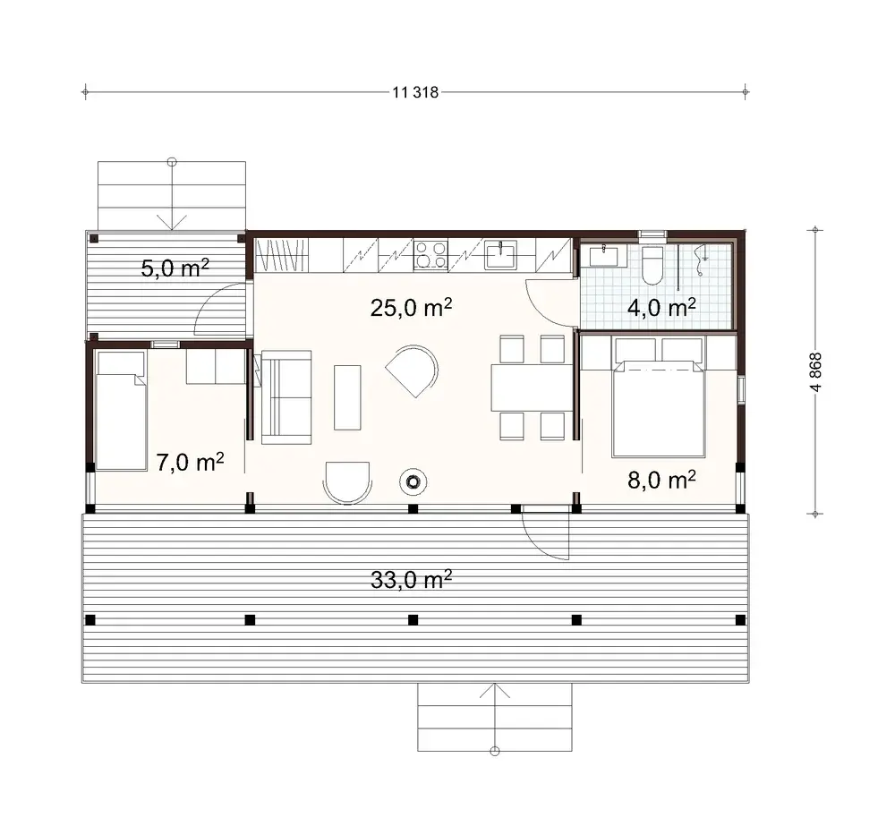 Honka Lux 50 1A floor plan